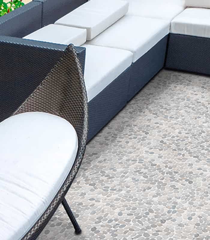 MOSAICO PIEDRA DE RIO  SANTORINI GRIS 