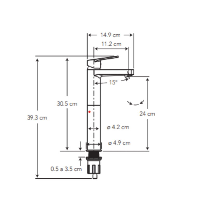 BELA MONOMANDO ALTO PARA LAVAMANOS CROMO