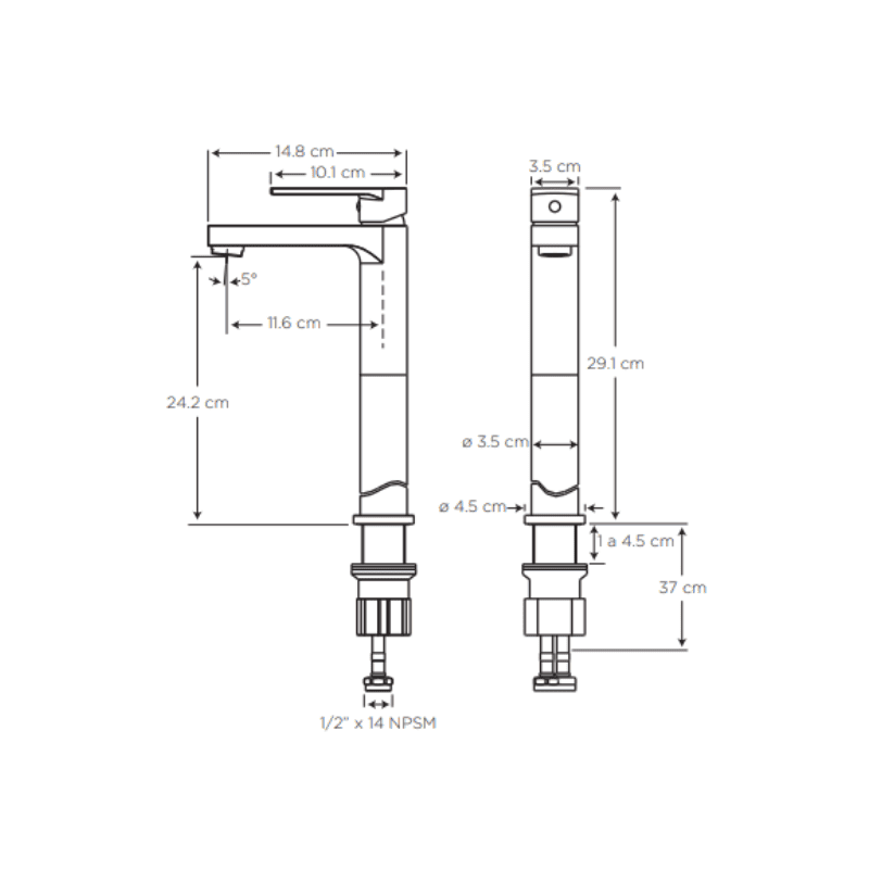 PORTO MONOMANDO ALTO LLAVE PARA LAVAMANOS AGUA FRIA