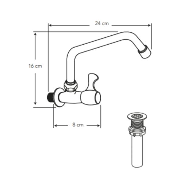 SHELBY LLAVE PARED PICO ALT COCINA CROMO