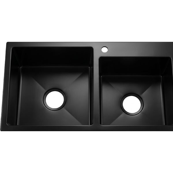 FREGADERO TREN YTHD7843A 2 POZOS CUADRADOS NANO BLACK (78X43X200) SS