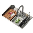 FREGADERO TREN YTHS7546C CON ESCURRIDOR SATINADO SET COMPLETO (75*46*230) SS